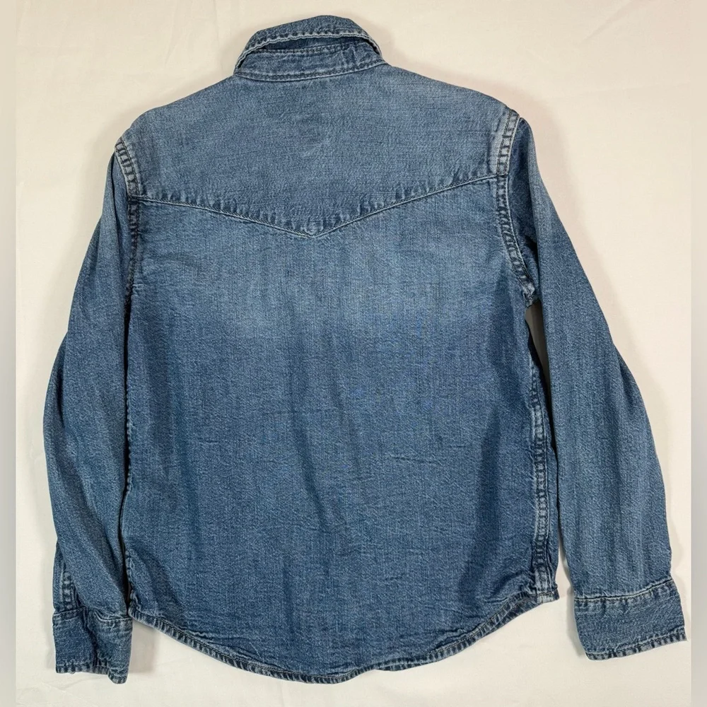 GAP KIDS Denim Medium Wash Long Sleeve Western Cowboy Button‎ Down Shirt Size S